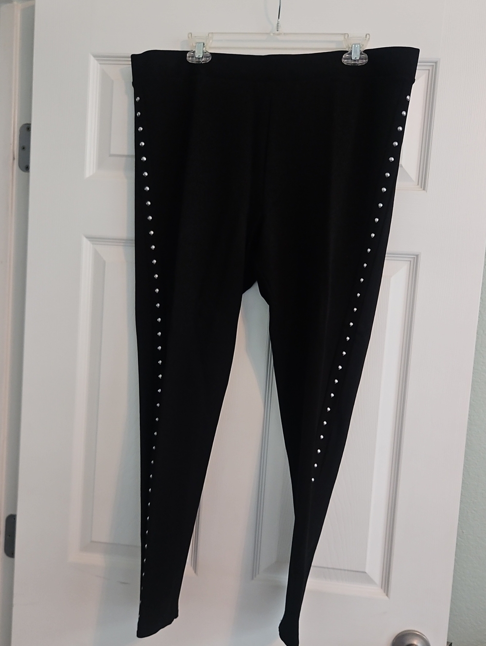 Vince Camuto Black Leggings with Silver Stud Trim